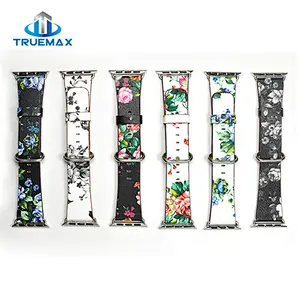 TM for Apple Watch Country Style With Flower Type Real Leather Watch Band