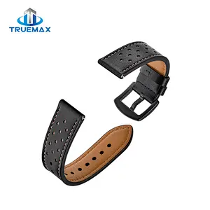 Hot Selling for Samsung Galaxy Watch 46mm Porous Type Real Leather Watch Band