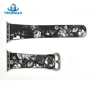 TM for Apple Watch Country Style With Flower Type Real Leather Watch Band