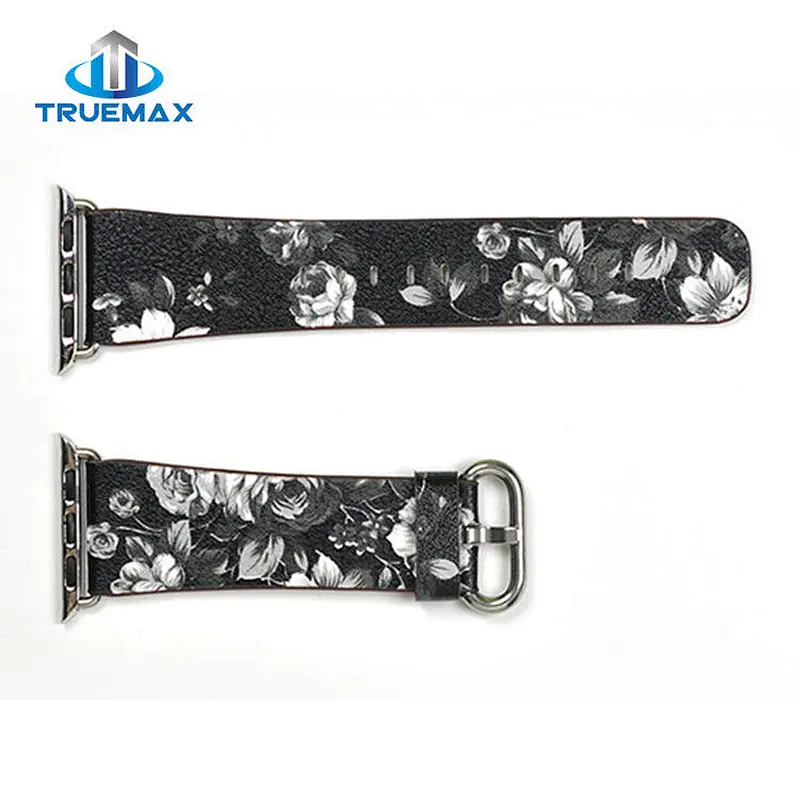 TM for Apple Watch Country Style With Flower Type Real Leather Watch Band