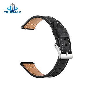 Hot Sale for Samsung Galaxy Watch Active Silver Buckle Sewing Thread Real Leather Watch Band