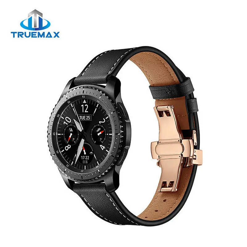 Hot Selling Leather Butterfly Gold Buckle Watch Band for Galaxy Gear S3