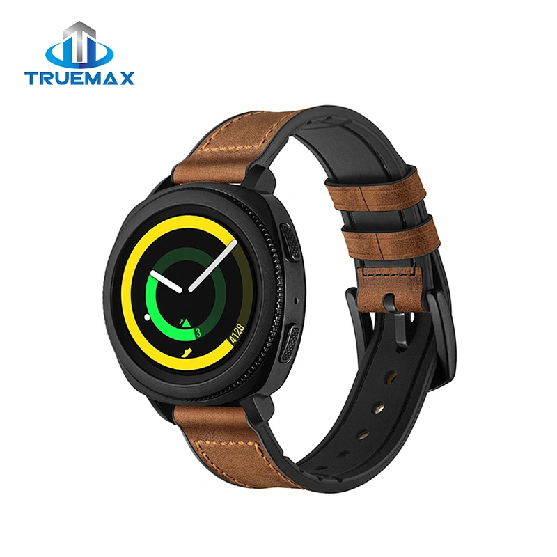 How Much for Samsung Gear Sport S4 Red Brown Crazy Horse Pattern Silicone With Genuine Leather Watch Band
