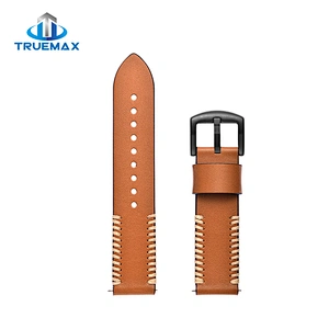 TM for Samsung Gear Sport S4 Ribs Line Genuine Leather Strap Watch Band