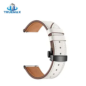 TM for Galaxy Gear S3 Leather Butterfly Black Buckle Watch Band