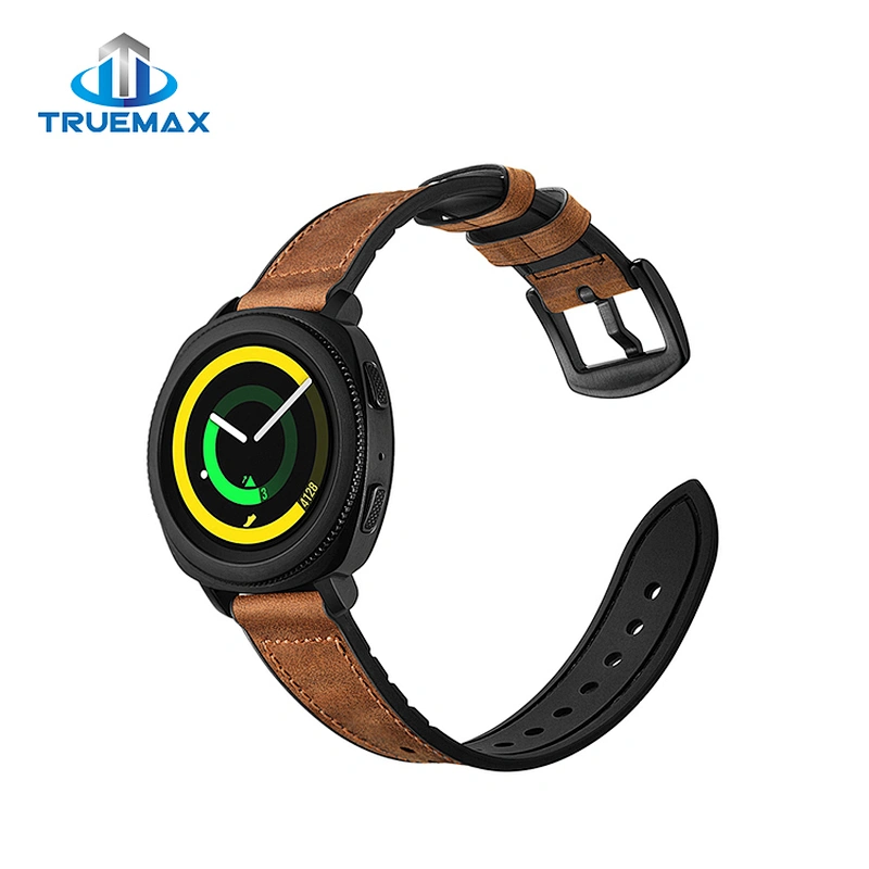 How Much for Samsung Gear Sport S4 Red Brown Crazy Horse Pattern Silicone With Genuine Leather Watch Band