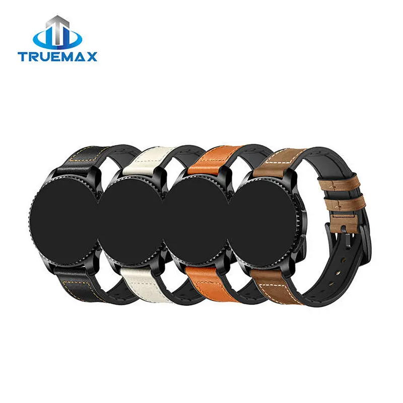 TM for Samsung Gear S3 Silicone With Genuine Leather Watch Band