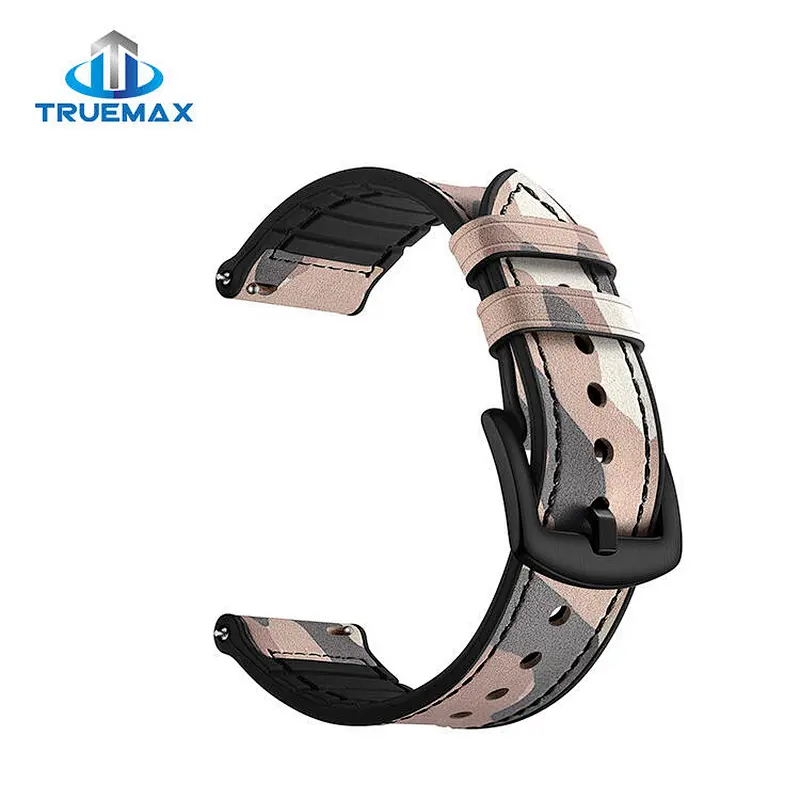 Hot Sale for Samsung Gear S3 Silicone With Genuine Leather Camouflage Watch Band