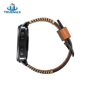 TM for Samsung Gear Sport S4 Ribs Line Genuine Leather Strap Watch Band