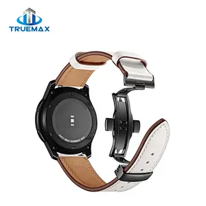 TM for Galaxy Gear S3 Leather Butterfly Black Buckle Watch Band