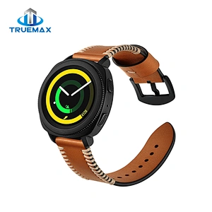 TM for Samsung Gear Sport S4 Ribs Line Genuine Leather Strap Watch Band