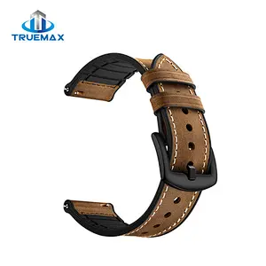 TM for Samsung Gear S3 Silicone With Genuine Leather Watch Band