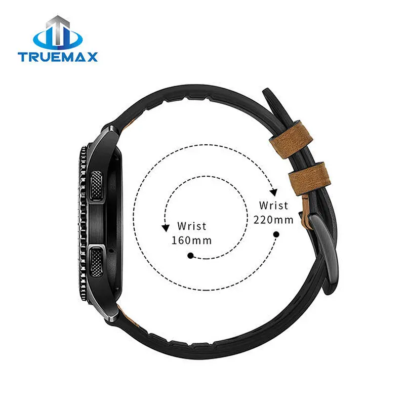 TM for Samsung Gear S3 Silicone With Genuine Leather Watch Band