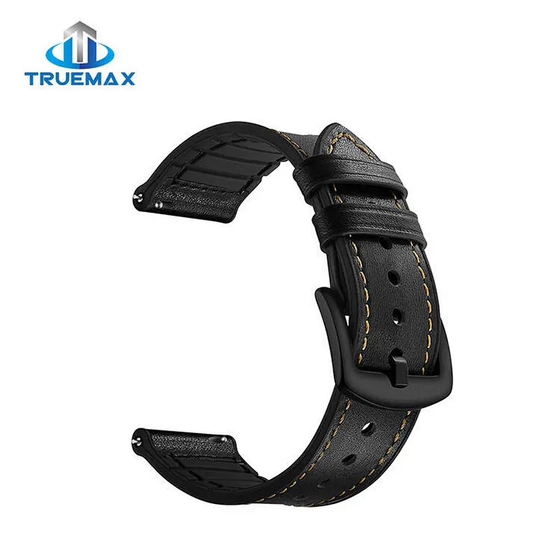 TM for Samsung Gear S3 Silicone With Genuine Leather Watch Band