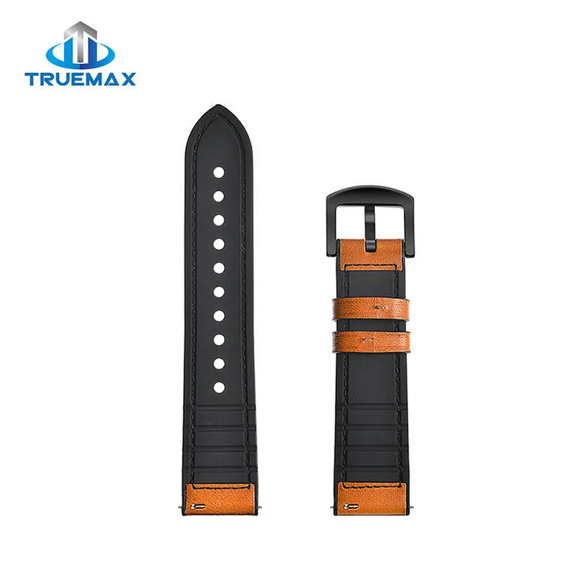 TM for Samsung Gear S3 Silicone With Genuine Leather Watch Band