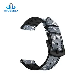 Hot Sale for Samsung Gear S3 Silicone With Genuine Leather Camouflage Watch Band