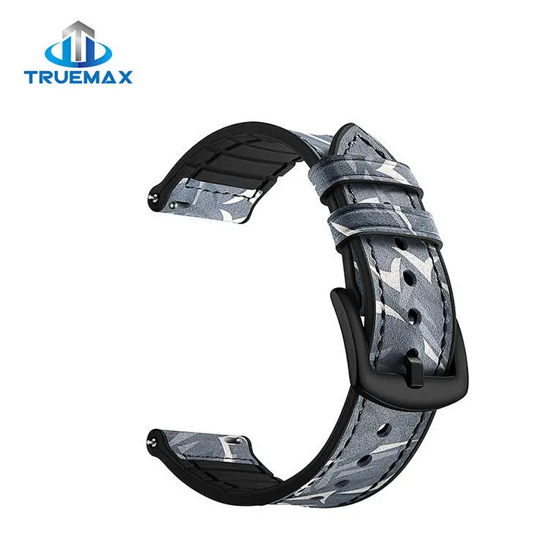 Hot Sale for Samsung Gear S3 Silicone With Genuine Leather Camouflage Watch Band