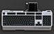 Black shaft black mechanical keyboard，Mechanical keyboard with cell phone rest