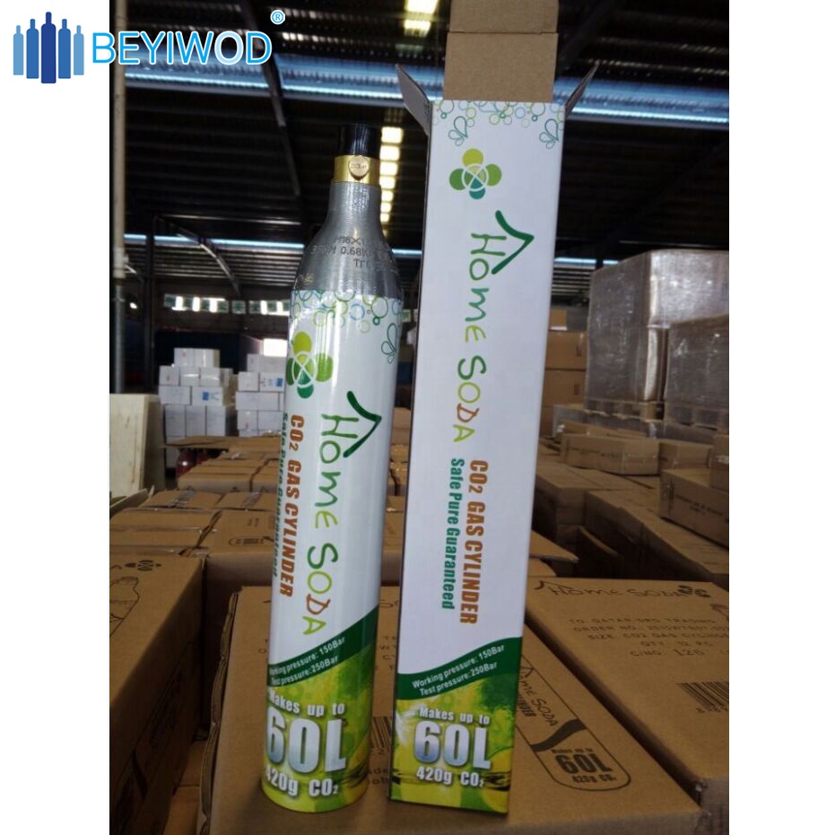 TPED Approved 0.6L aluminum CO2 cylinder with 360g-420g CO2 use for Soda Maker Machine