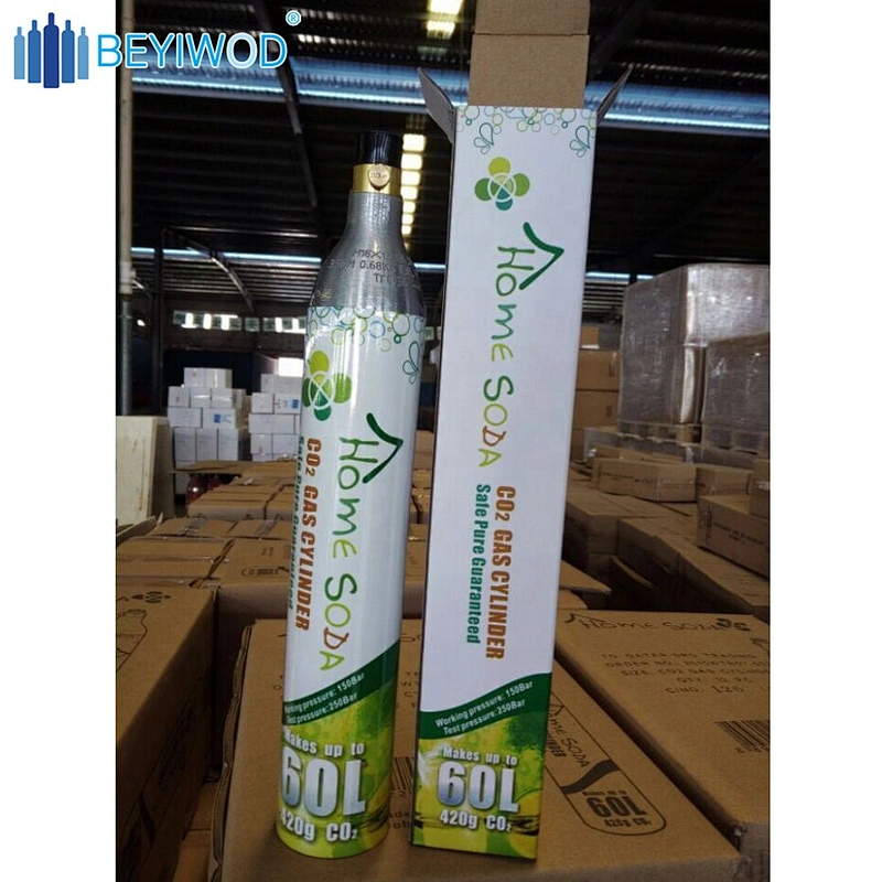 TPED Approved 0.6L aluminum CO2 cylinder with 360g-420g CO2 use for Soda Maker Machine