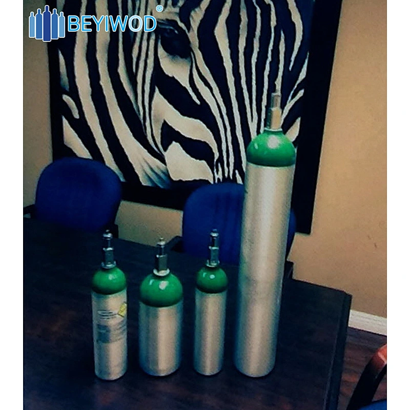Custom Aluminium Empty Mini Gas High Pressure Tank Medical Portable Mountaineering 1 kg Oxygen Cylinder for Diving