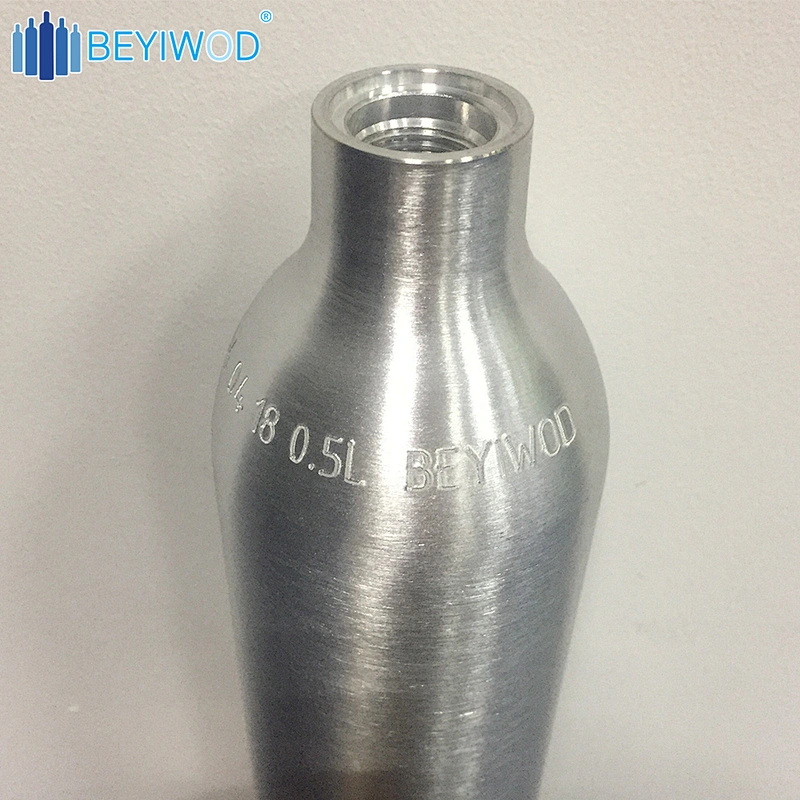 Aluminum co2 gas cylinder 0.5L medical nitrous oxide cylinder with dot iso standard