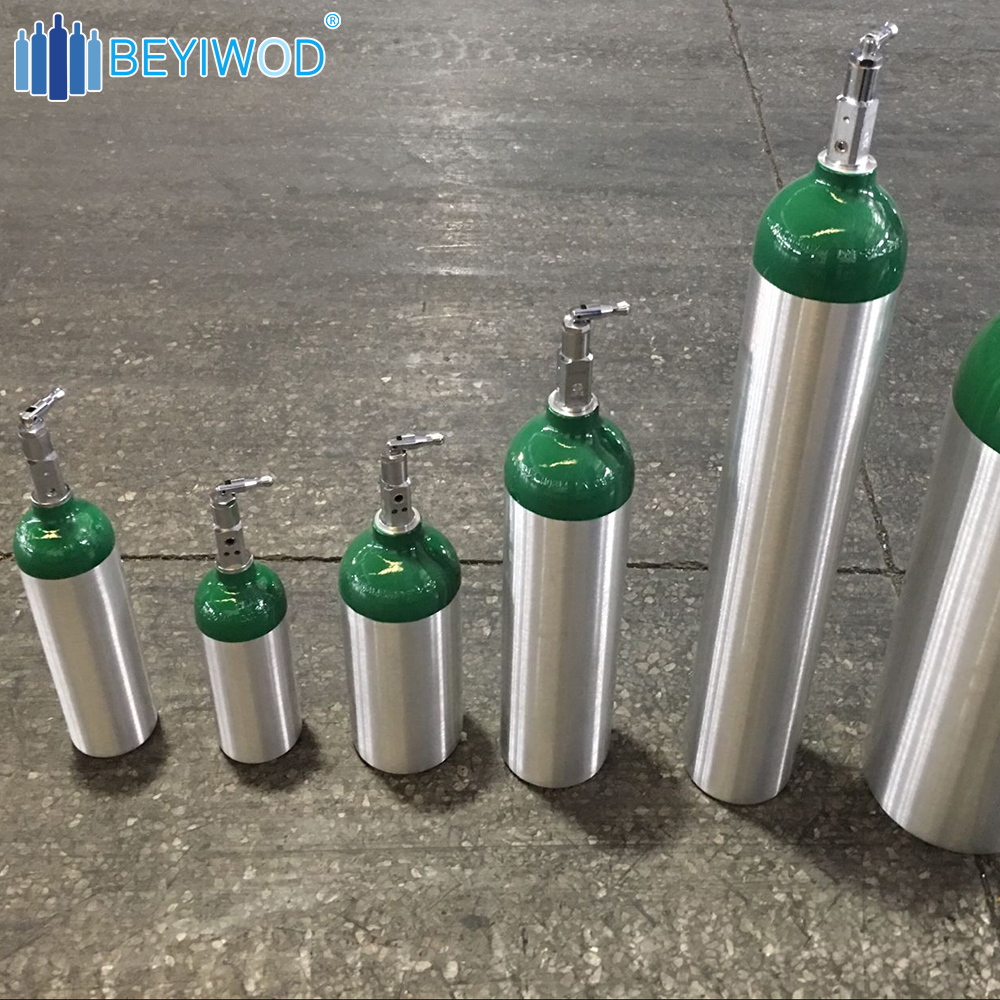 DOT Aluminum Medical Oxygen Gas Cylinder 2216psi 153bar 0.3-21.4L