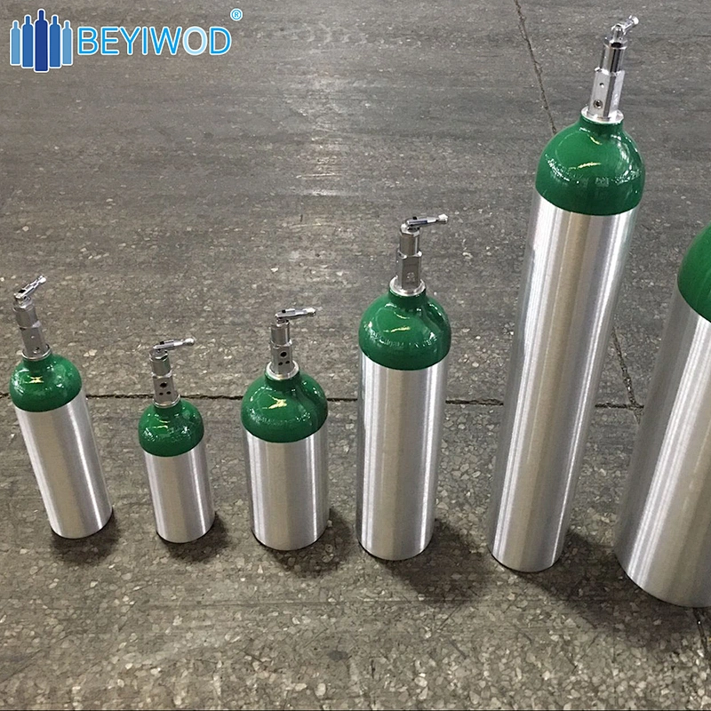 DOT Aluminum Medical Oxygen Gas Cylinder 2216psi 153bar 0.3-21.4L