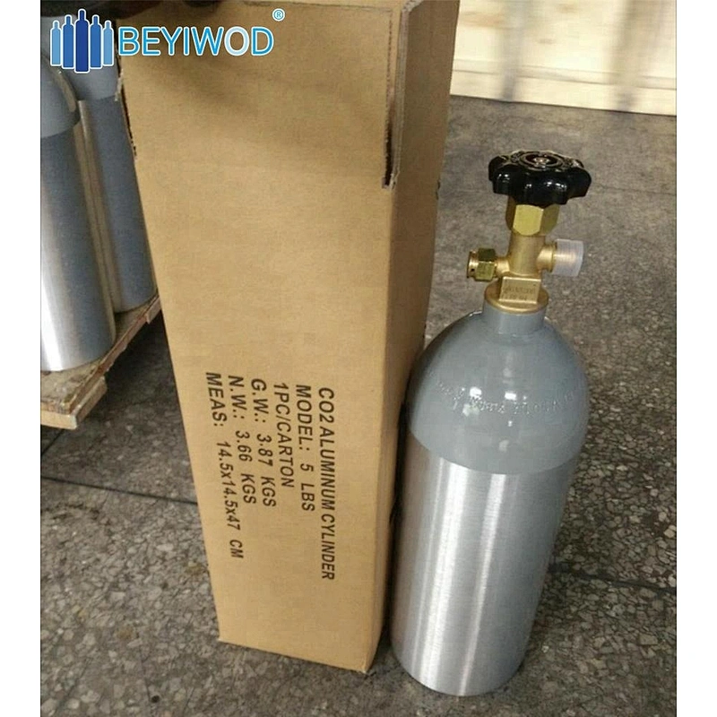 5LBS CO2 Aluminum Cylinder for beer use CE European USA DOT3AL CANADA TC Australian AS ISO7866 standard