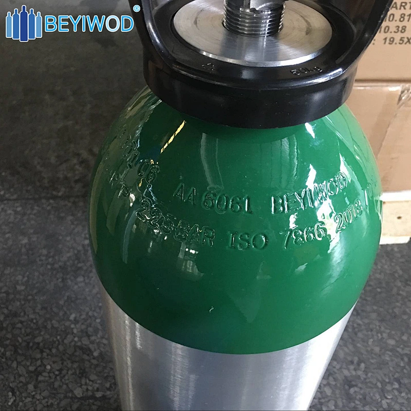 DOT Aluminum Medical Oxygen Gas Cylinder 2216psi 153bar 0.3-21.4L