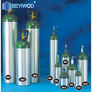 DOT Aluminum Medical Oxygen Gas Cylinder 2216psi 153bar 0.3-21.4L
