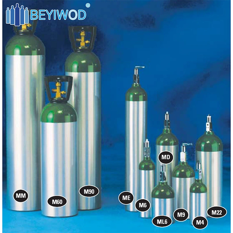 DOT Aluminum Medical Oxygen Gas Cylinder 2216psi 153bar 0.3-21.4L