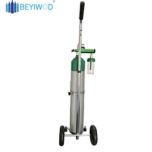 china supplier oxygen use small portable aluminum medical oxygen cylinder with trolley