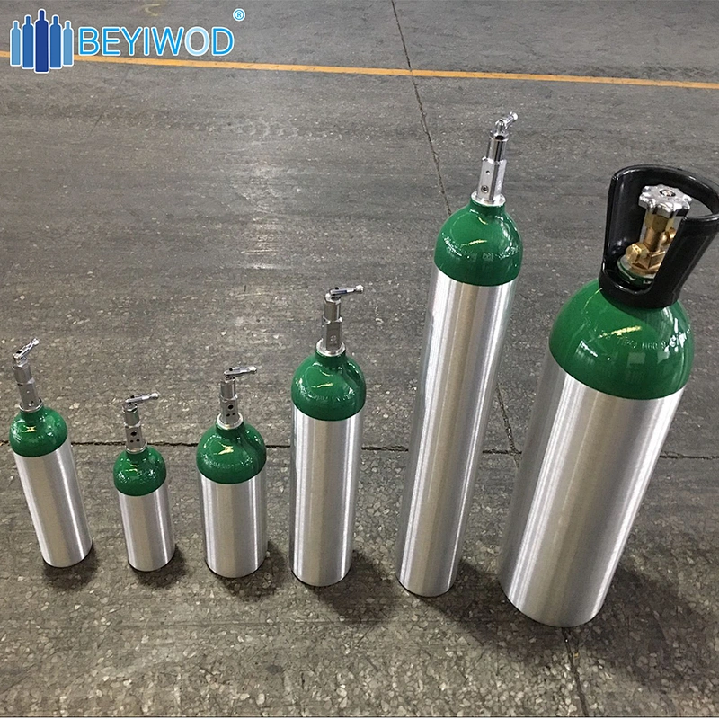 DOT Aluminum Medical Oxygen Gas Cylinder 2216psi 153bar 0.3-21.4L