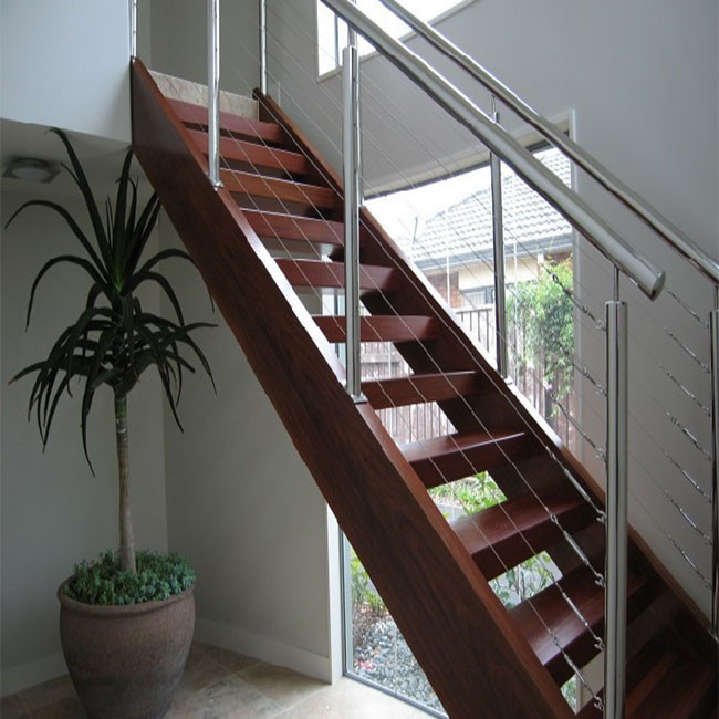 straight staircase with marble staircase treads
