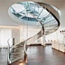 Customized Internal residential round stairs / tempered glass curved staircase