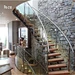 Hot selling handrail glass curved staircase with tempered glass top handrail