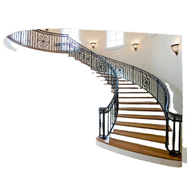High Quality Curved Staircase 304SS Plated Railing