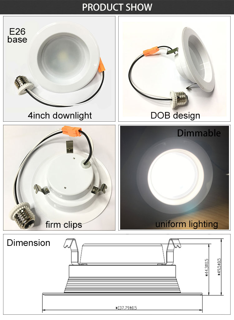 es ul 10w 13w Aluminum Dimmable COB White Recessed Led Downlight