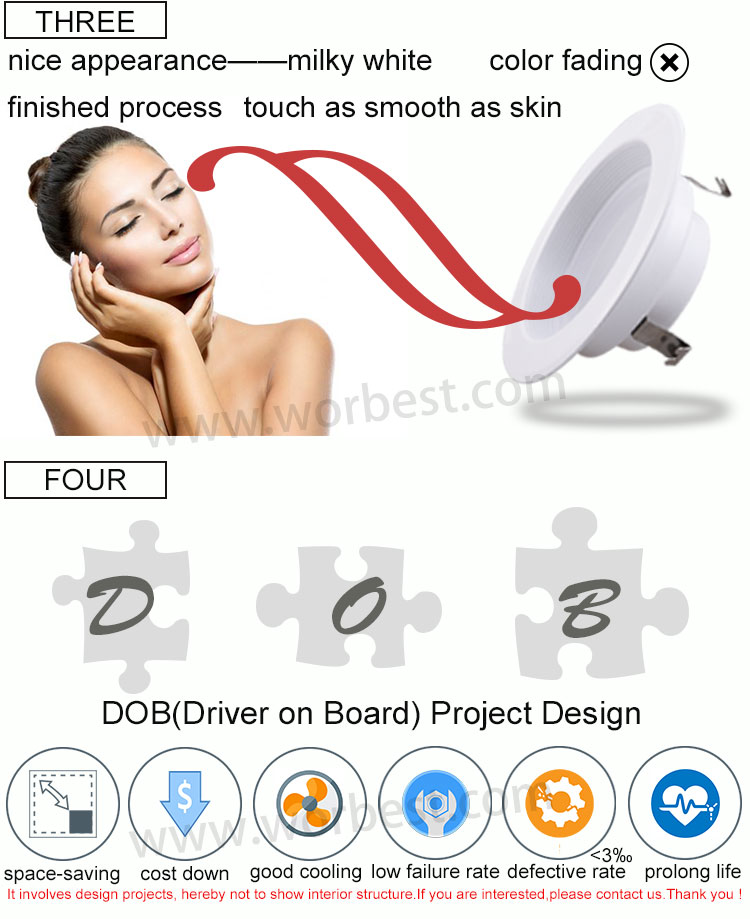 Driverless DOB Design 4inch 13w 4000k Dimmable Led Downlight Housing UL ES JA8 5years