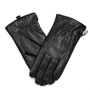 Wholesale Male Rabbit Fur Lined Genuine Lambskin Leather Car Driving Gloves Men for Winter