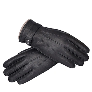 Ladies' Custom Made Luxury Real Rabbit Fur Cuff Leather Gloves for Winter