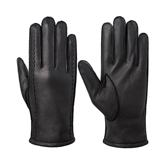 Ladies' Custom Made Luxury Real Rabbit Fur Cuff Leather Gloves for Winter