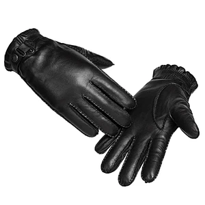 Men's Genuine Sheepskin handmade Winter Driving Leather Gloves for Boys
