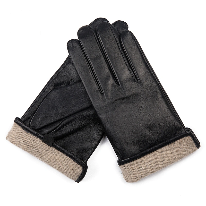 Ladies' Custom Made Luxury Real Rabbit Fur Cuff Leather Gloves for Winter