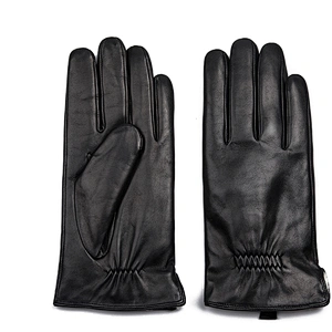 Wholesale Male Rabbit Fur Lined Genuine Lambskin Leather Car Driving Gloves Men for Winter