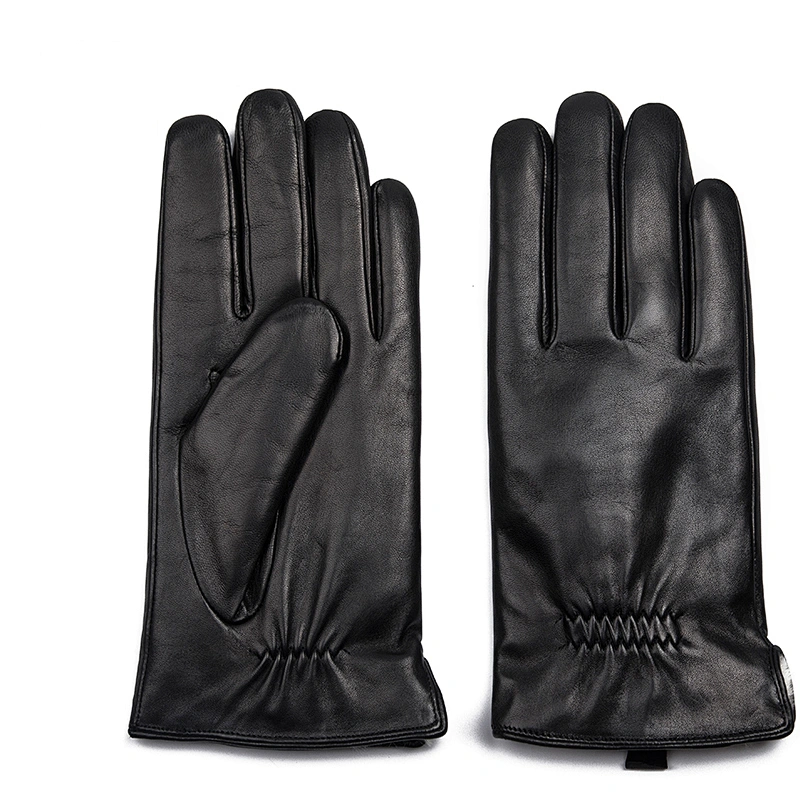 Wholesale Male Rabbit Fur Lined Genuine Lambskin Leather Car Driving Gloves Men for Winter