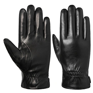 Wholesale Male Rabbit Fur Lined Genuine Lambskin Leather Car Driving Gloves Men for Winter