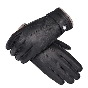 Ladies' Custom Made Luxury Real Rabbit Fur Cuff Leather Gloves for Winter