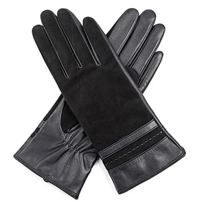 Wine Ladies Sheep Leather With Suede Leather  Gloves  For Daily Life